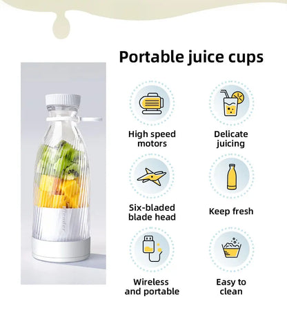Portable Electric Juicer Cup 6 Blades Blender Milkshake Machine USB Fruit Milk Mixing Tool Mini Fresh Juice Blender Sport Bottle