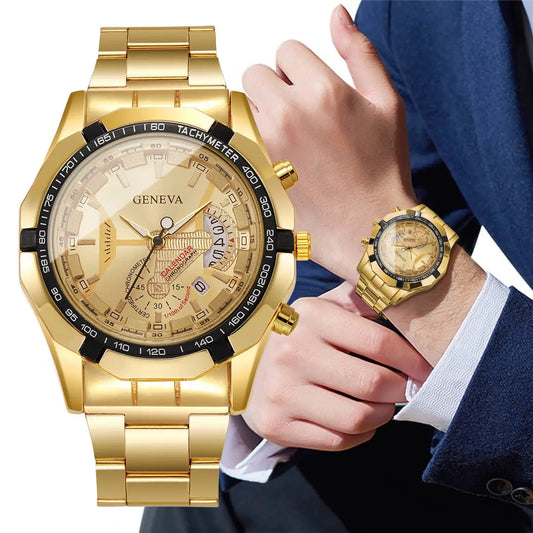 Stunnig Men Watches Fashion Large Dial Calendar Quartz Watch
