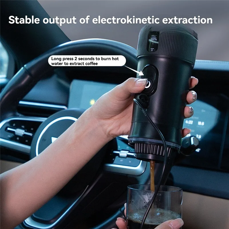 AFOURT-Car Coffee Espresso Maker Portable Coffee Maker 2 In 1 Small Travel Espresso Machine Heating Extraction For RV