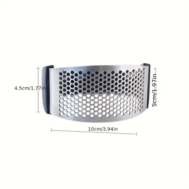 Stainless Steel Manual Garlic Press with Ergonomic Black Handle