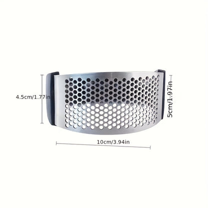 Stainless Steel Manual Garlic Press with Ergonomic Black Handle
