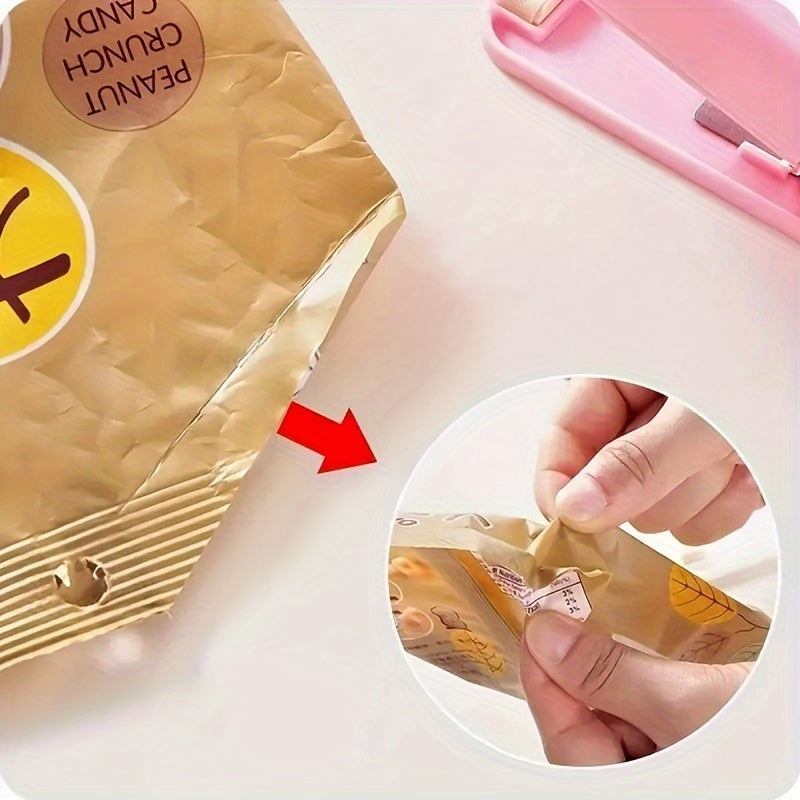POLVCDG Mini Handheld Sealer for Food Bags - Portable Battery-Powered Vacuum Sealer to Keep Snacks Fresh, Compact Kitchen & Travel Bag Sealer with Easy-Press Design, No Electricity Needed, Food Vacuum Sealer