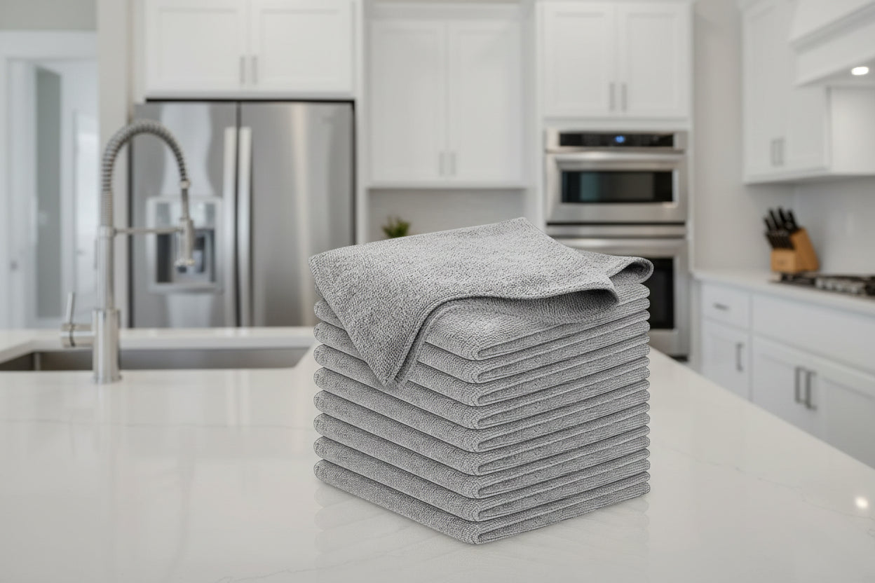 5/10/20Pcs Kitchen Towel, Ultra-Fine Fiber Light Gray Cleaning Cloth Set, Absorbent, Soft and Stain-Removing Cloth