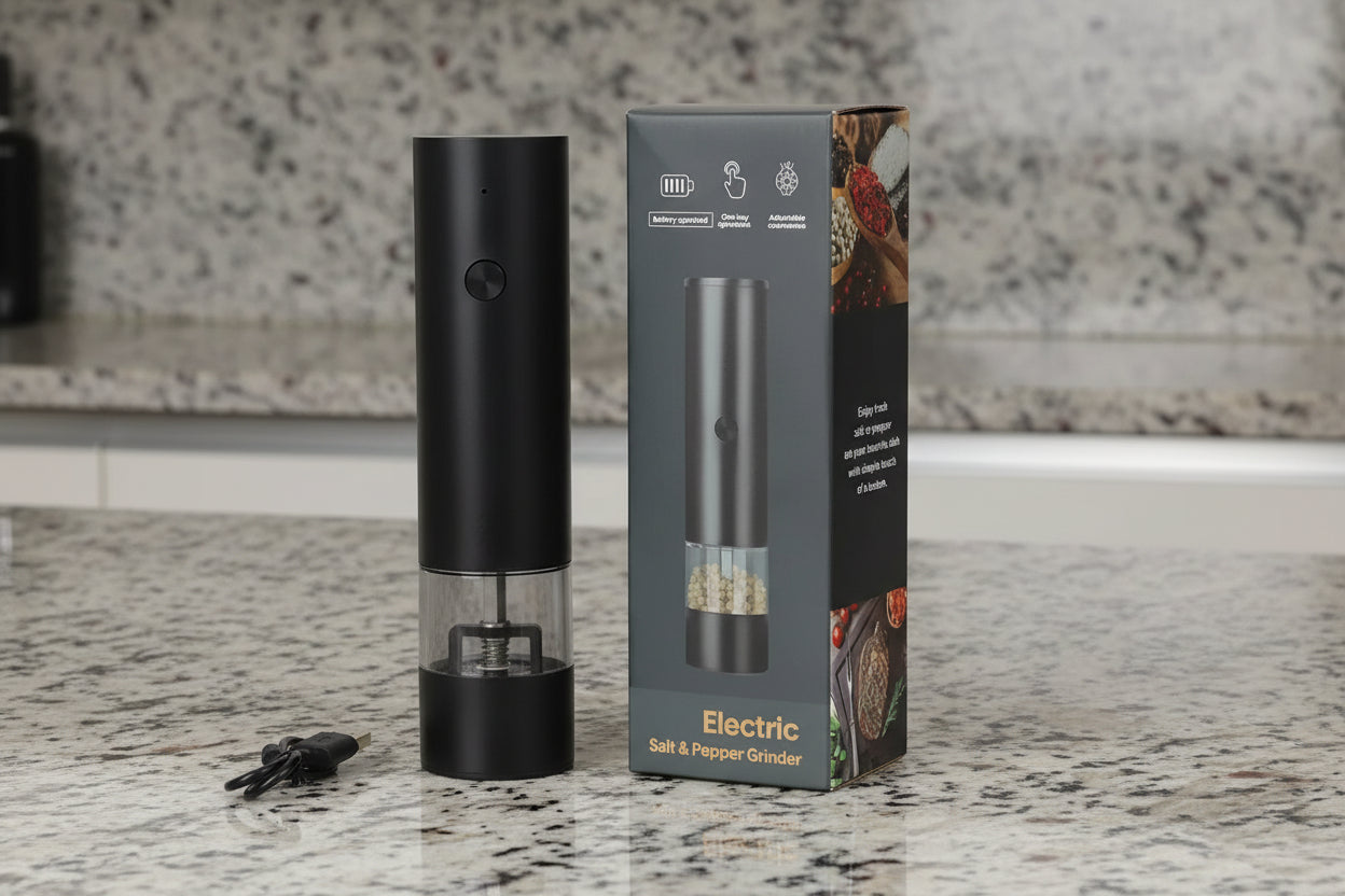 USB Rechargeable Electric Salt and Pepper Grinder Adjustable Coarseness Large Capacity Auto Spices Grinders Kitchen Cooking Tool