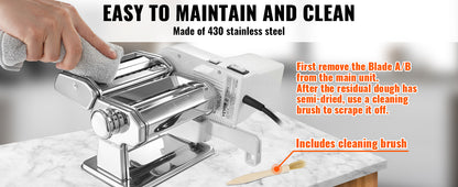 Electric Fresh Pasta Maker Machine Stainless Steel Noodle Rollers Cutter Slicer for Cutting Home Appliance
